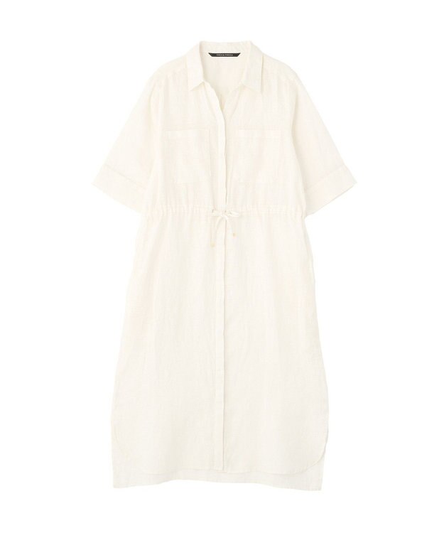 YECCA VECCA フレンチリネンドロストワンピース White