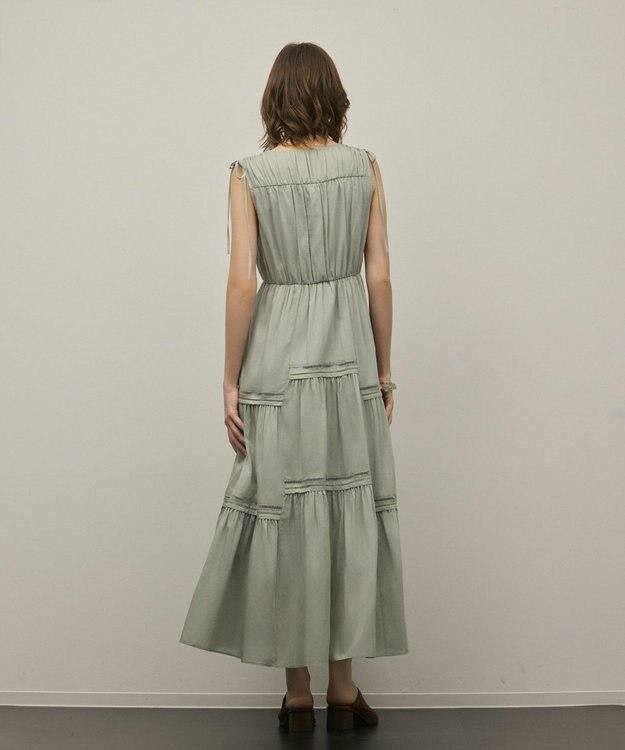 GRACE CONTINENTAL コットンシルクティアードワンピース グリーン
