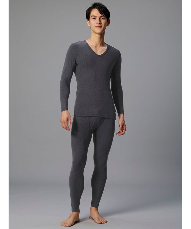 WACOAL MEN インナーボトム メンズ 発熱インナー【エクス（R）】 吸湿発熱繊維 保温性 消臭性（汗臭・加齢臭） ストレッチ素材 ズボン下 足首丈 前開き GS6221 /ブロス ブラック