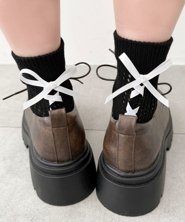 WEGO レースアップリボンソックス ブラック