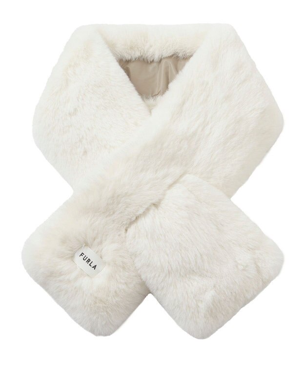 MOONBAT FURLA 【リバーシブル】フェイクファー×ダウンマフラー トリミング リバーシブル ベージュ