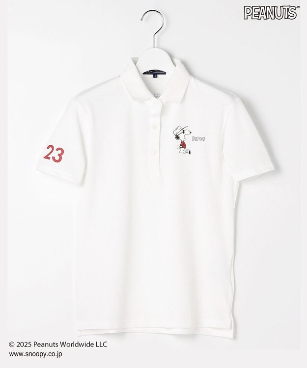 23区GOLF 【WOMEN】『PEANUTS』コラボ　「JOE COOL」半袖ポロシャツ ホワイト系