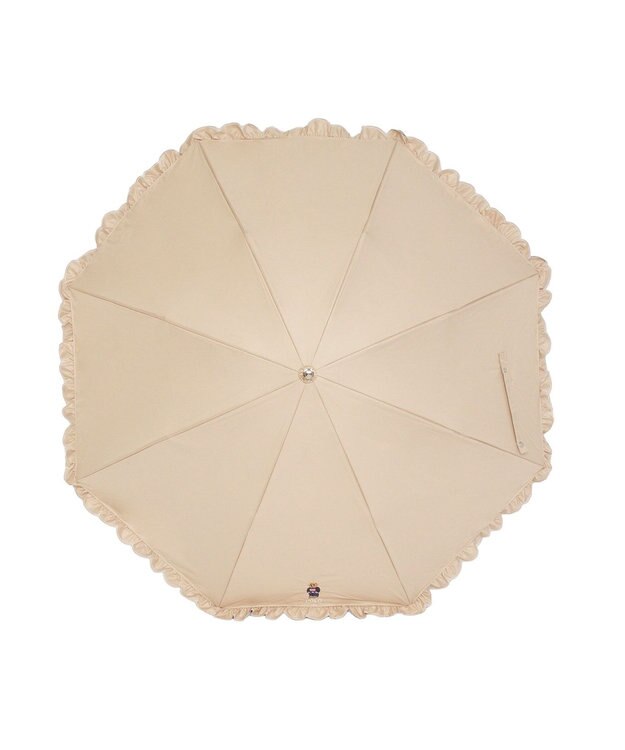 MOONBAT 【WEB限定/遮光率100%/遮熱/UV】POLO RALPH LAUREN（ポロ ラルフローレン）晴雨兼用日傘 ワンポイント ポロベア刺繍 フリル 折りたたみ傘 長折タイプ ベージュ