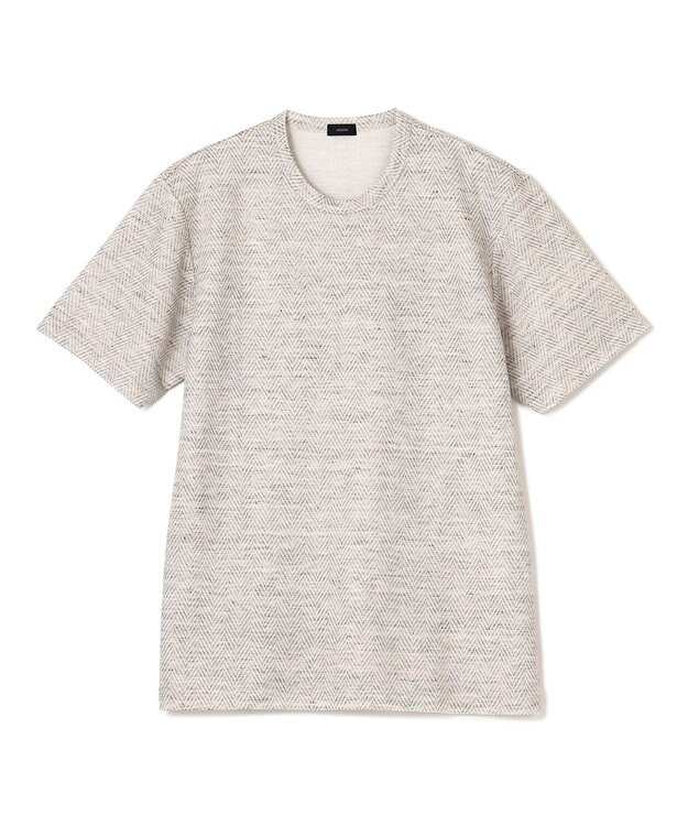 JOSEPH HOMME トップヘリンボンジャージー　クルーネックTシャツ ライトグレー系