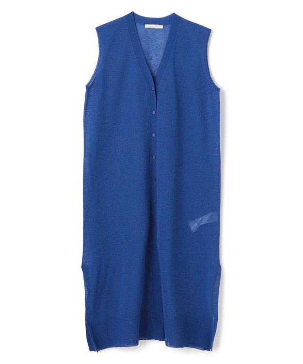 BEIGE， 【洗える】MILANO / リネン混シアーロングジレカーディガン Blue