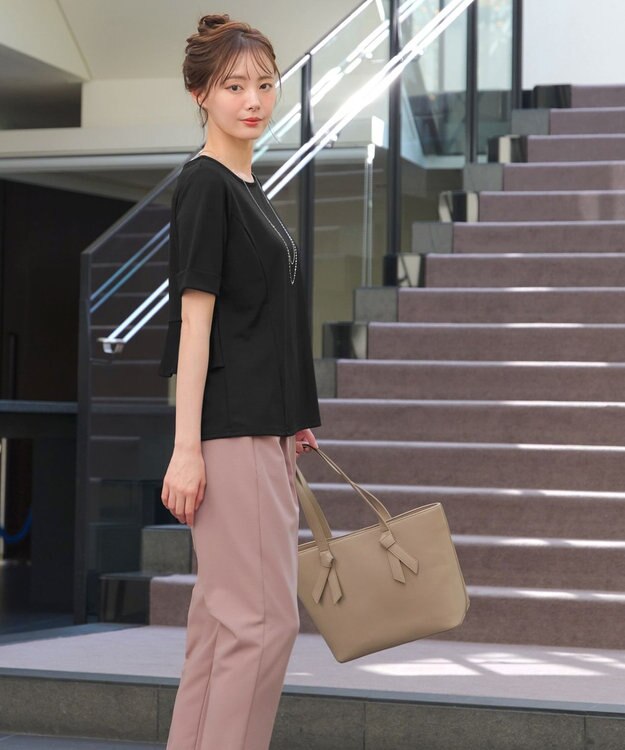 Tiaclasse 【洗える】バックフリルカットソー ブラック