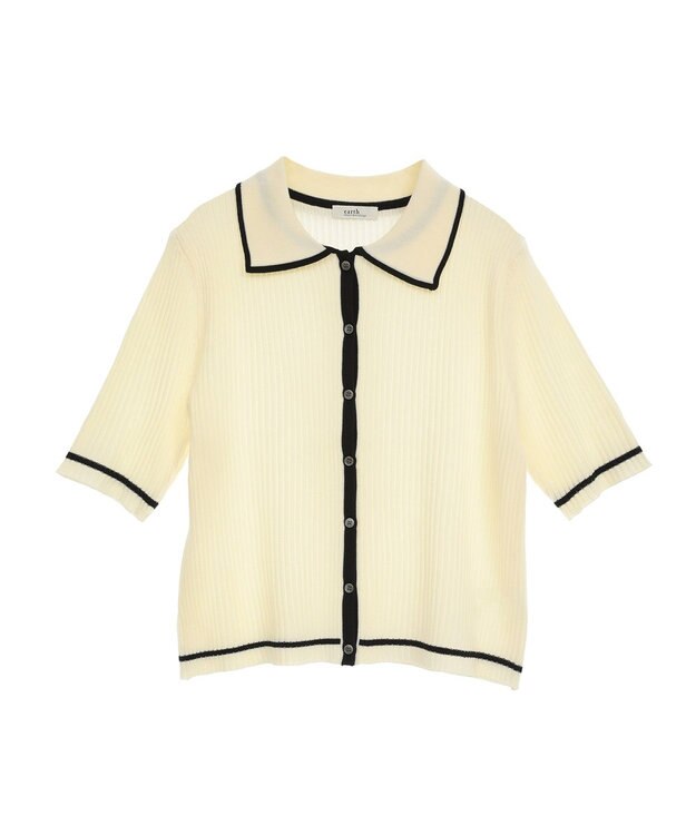 earth music&ecology 【予約】リブニットカーディガン アイボリー