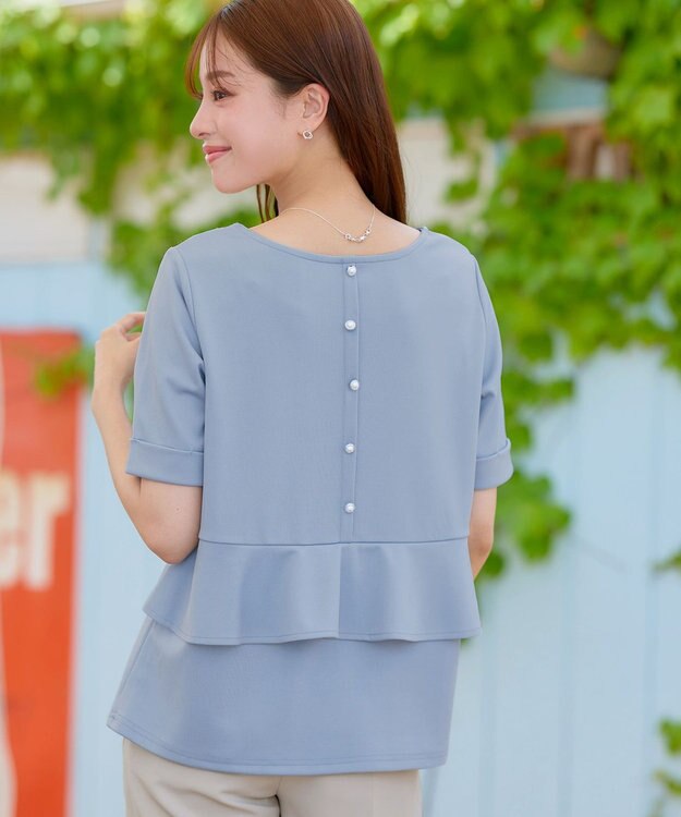 Tiaclasse 【洗える】バックフリルカットソー サックス