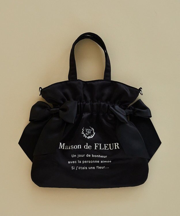 Maison de FLEUR ダブルリボン2Wayトートバッグ Black