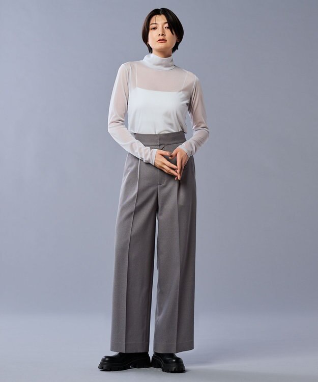 uncrave トリコットシフォン ハイネック カットソー（uncrave STANDARD） アイスグレー