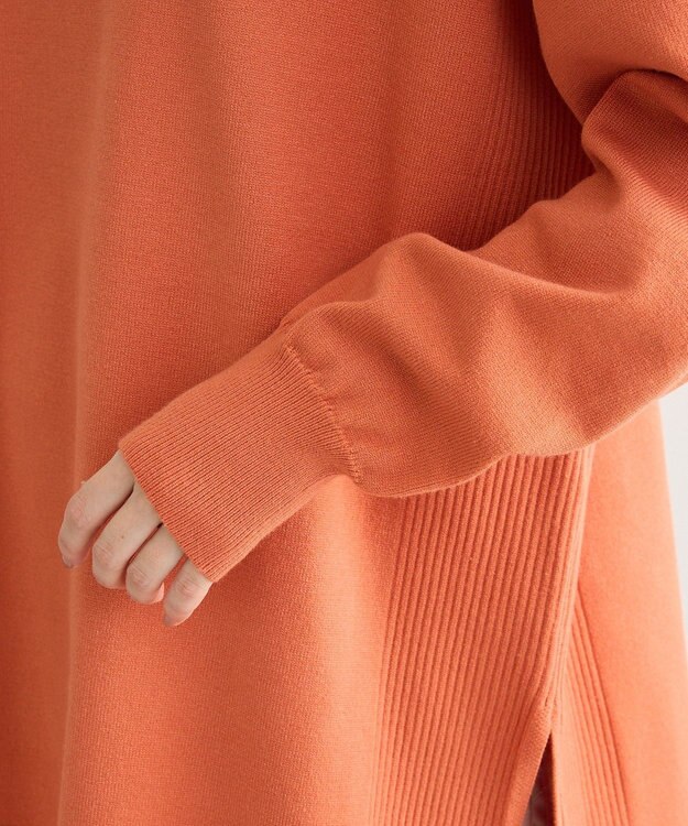 Green Parks もちやわサイドリブニットチュニック Orange