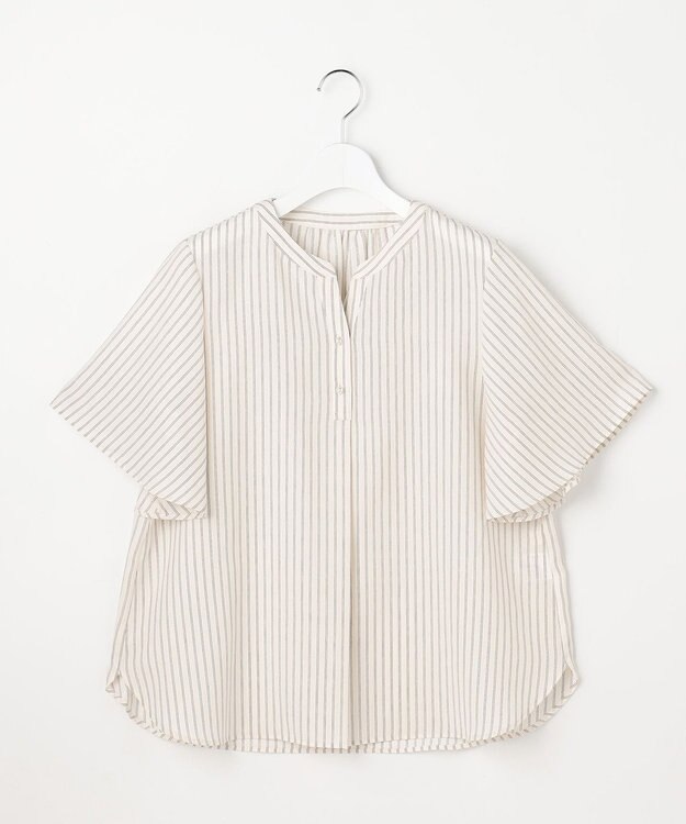 ANY SIS S スムージーポリエステル スキッパー ブラウス オフストライプ