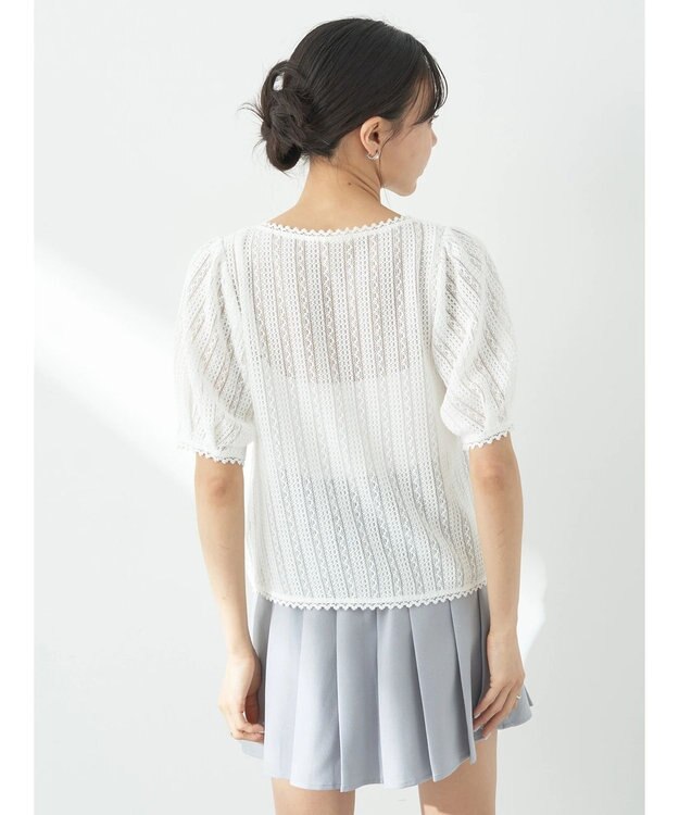 earth music&ecology コンパクトレースカーディガン White