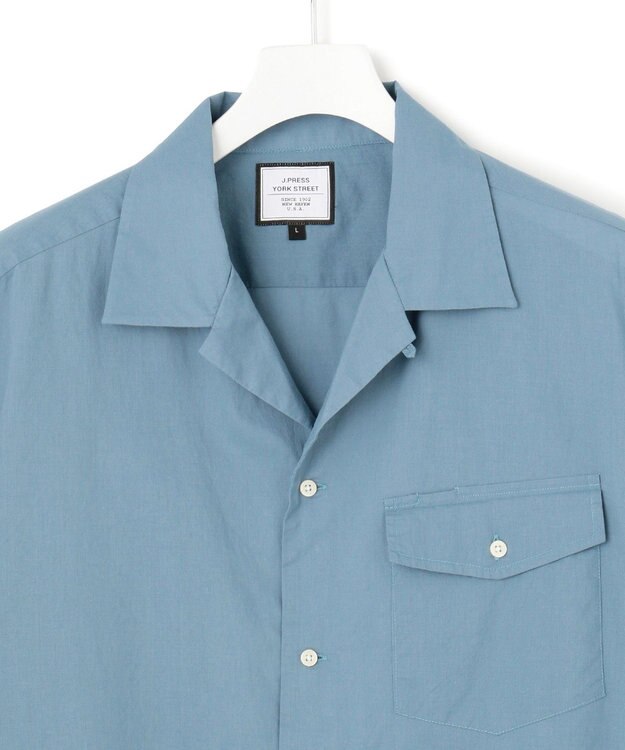 J.PRESS YORK STREET 【UNISEX】コットンボイル オープンカラーシャツ ダルブルー系