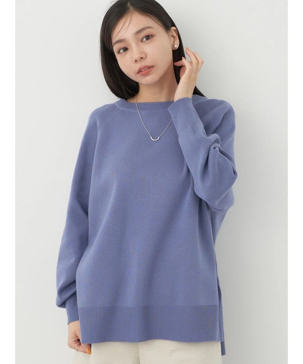 earth music&ecology サイドスリットルーズチュニック Blue