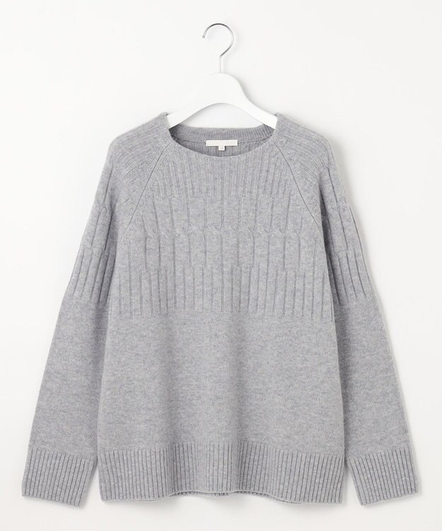 自由区 【洗える】ウールカシミヤブレンドケーブル ニット グレー