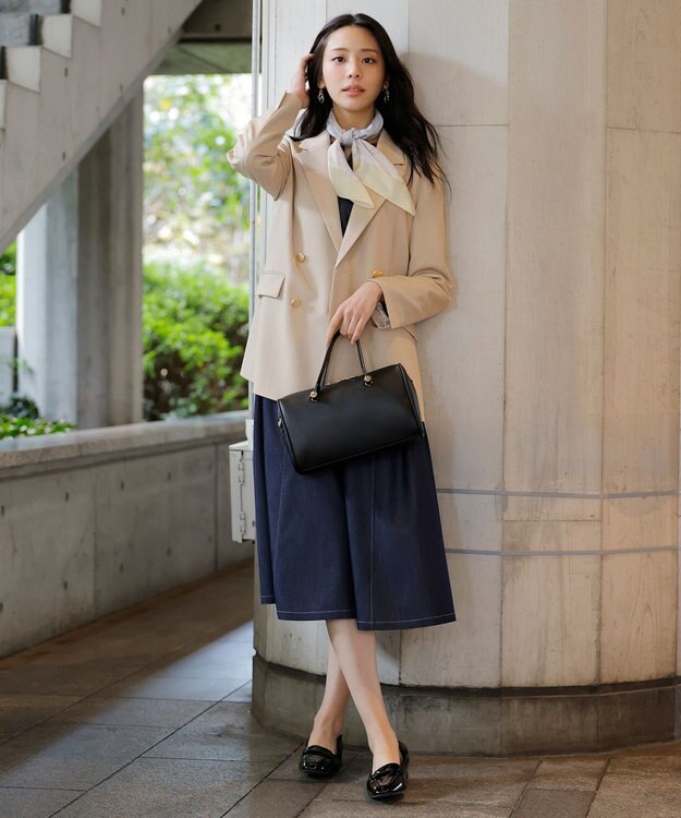 ANY SIS シャンブレーベルテッド ワンピース シャンブレーブルー