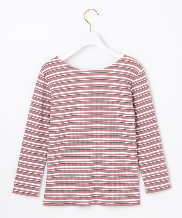 ANY SIS 【前後着用可】マルチボーダー2WAYテレコ カットソー ピンク系