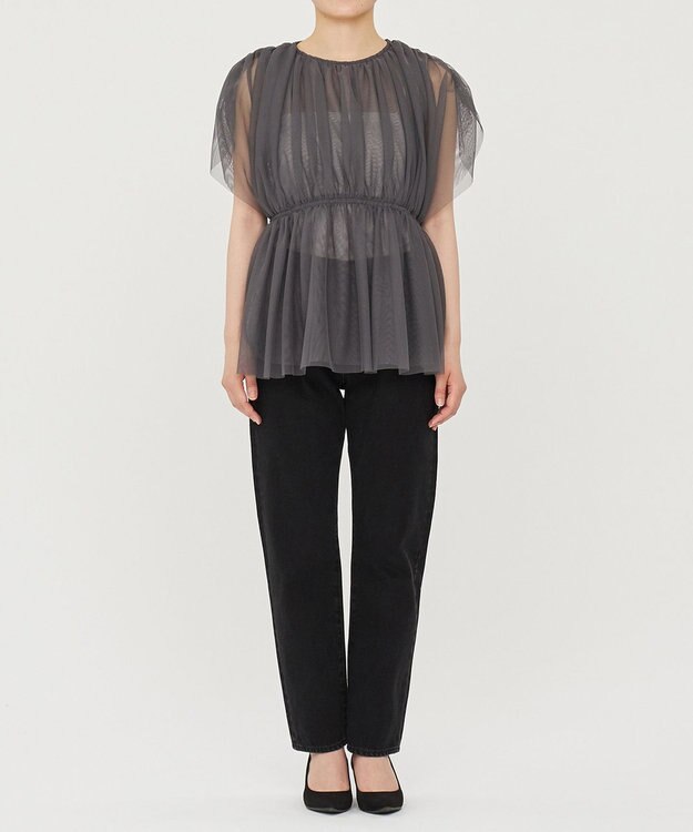 uncrave 【洗濯機洗い可】カクテル チュール ブラウス（uncrave STANDARD） スレート