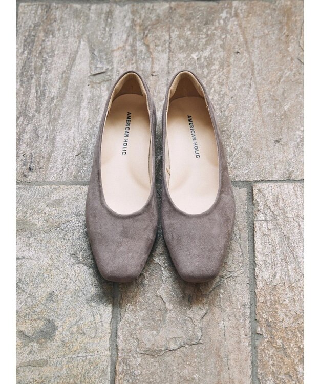 AMERICAN HOLIC 【整履き】スクエアトゥスェードフラットシューズ Light Beige