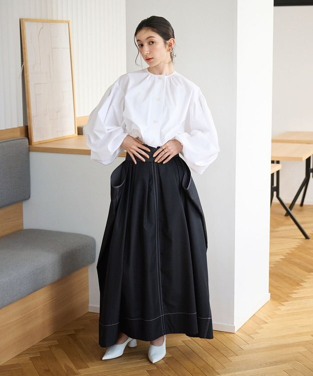 #Newans ドロップスクエアスカート ブラック