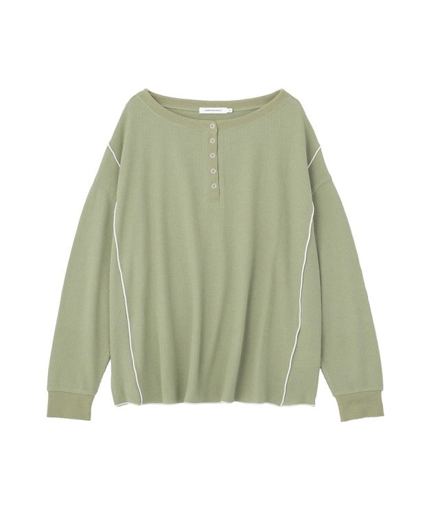 AMERICAN HOLIC 【選べる丈】ヘンリーネックワッフルメロープルオーバー Light Green