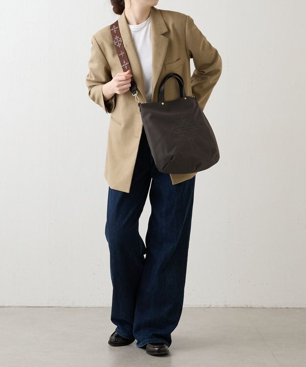 russet 《3/4～価格改定》スリム2WAYトートバッグ <コーデュラナイロン>(CE-1404-WEB) D.Brown