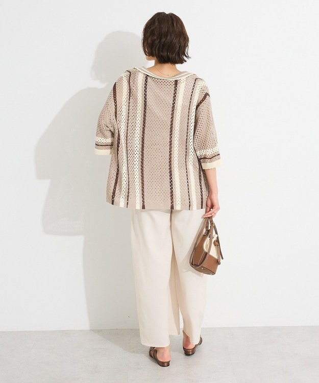 CRAFT STANDARD BOUTIQUE クロシェバイカラーニットプルオーバー Brown