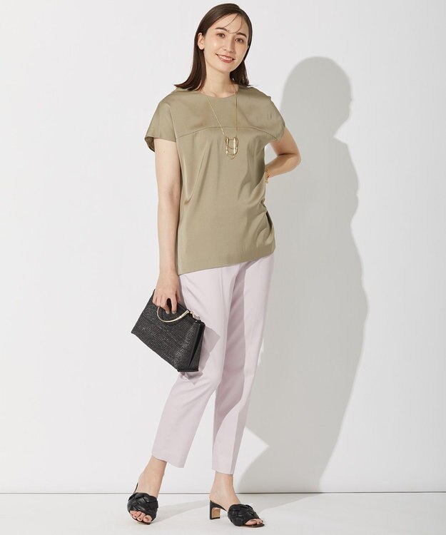 自由区 【接触冷感・撥水防汚加工】COOLMAX テーパードパンツ ローズ系