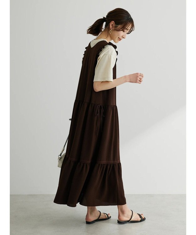 Green Parks ■ＥＳＣＡＲ　ドロストギャザーワンピース Black