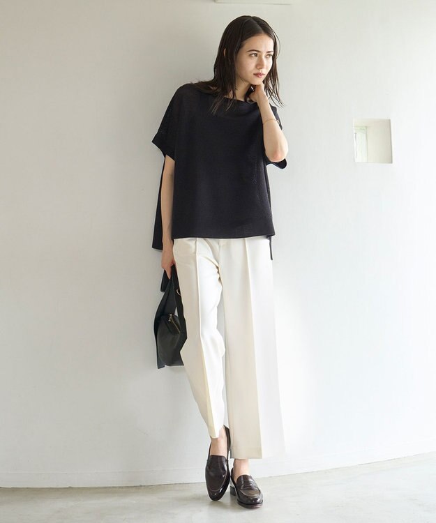 UNFILO イージーケア ワイドパンツ アイボリー