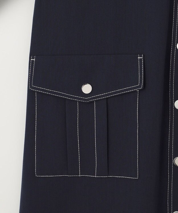 GRACE CONTINENTAL 配色ステッチワークシャツワンピース ネイビー