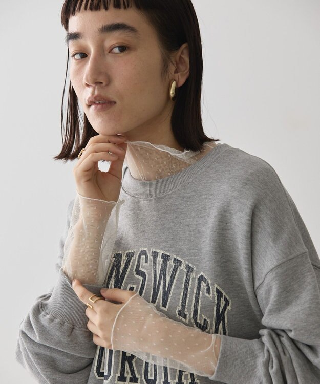 AMERICAN HOLIC ドットチュールハイネックプルオーバー Ivory