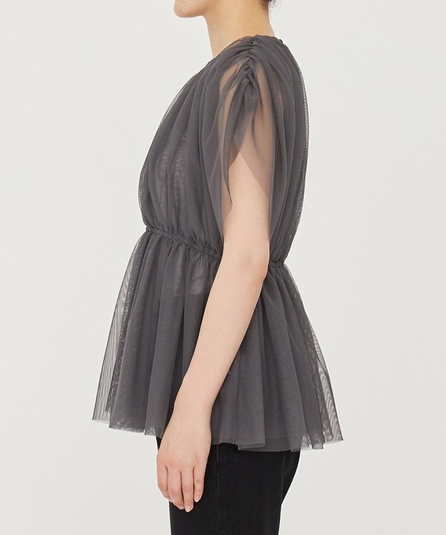 uncrave 【洗濯機洗い可】カクテル チュール ブラウス（uncrave STANDARD） スレート