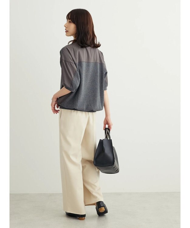 Green Parks ワッフル布帛ドッキングプルオーバー２ Gray Mixture