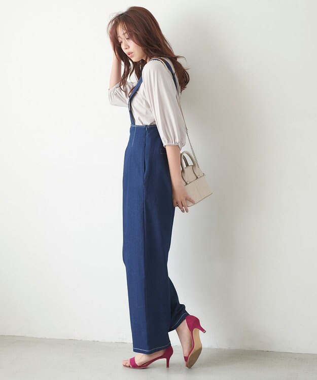 Feroux 【2WAY】ハイウエストデニム パンツ ネイビー系