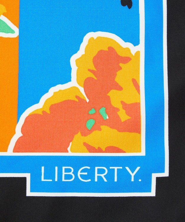 LIBERTY. マリアンナズ ブーケ 90x90 シルクスカーフ ブルー