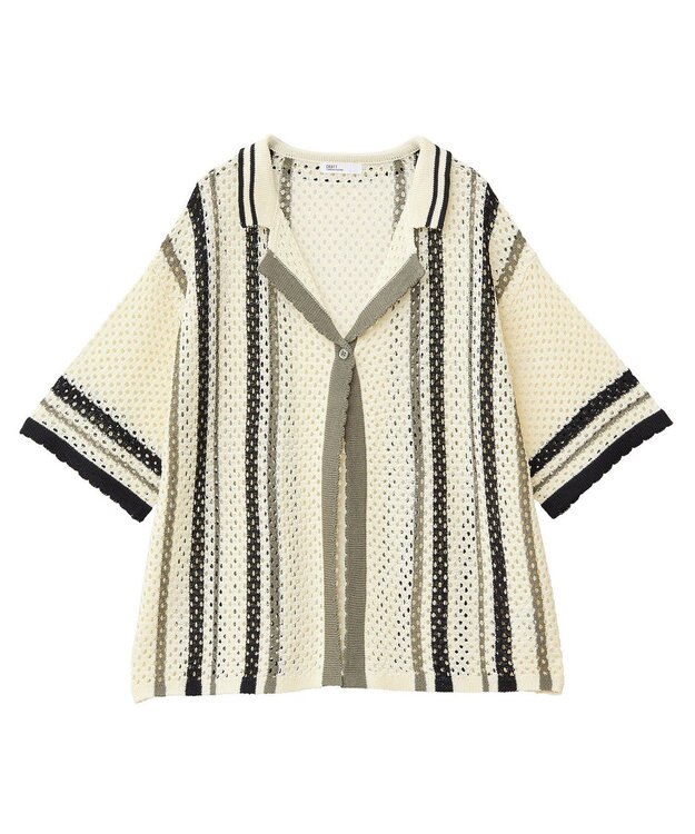 CRAFT STANDARD BOUTIQUE クロシェバイカラーニットプルオーバー Ivory