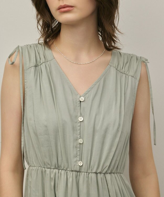 GRACE CONTINENTAL コットンシルクティアードワンピース グリーン