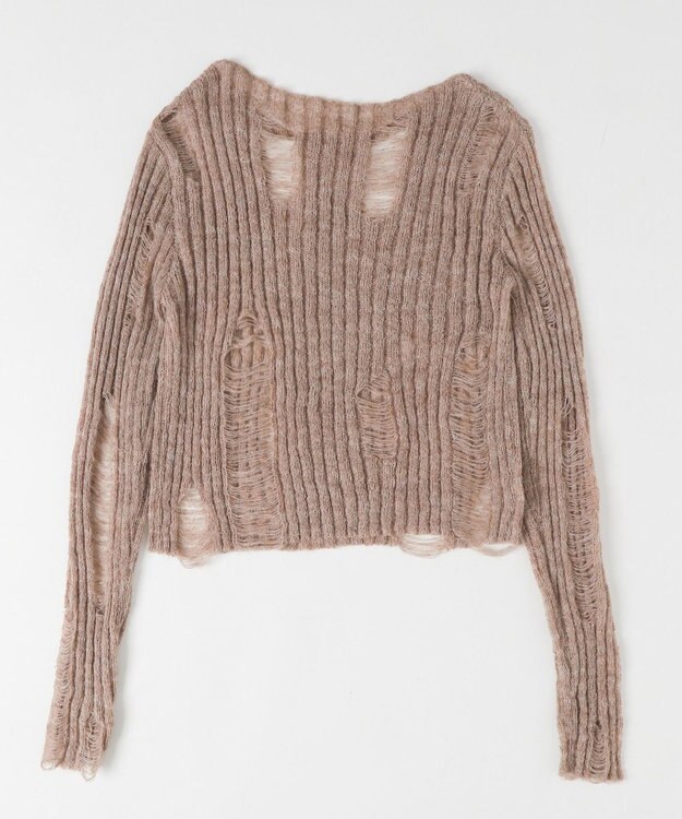 WEGO ダメージショートニット ベージュ