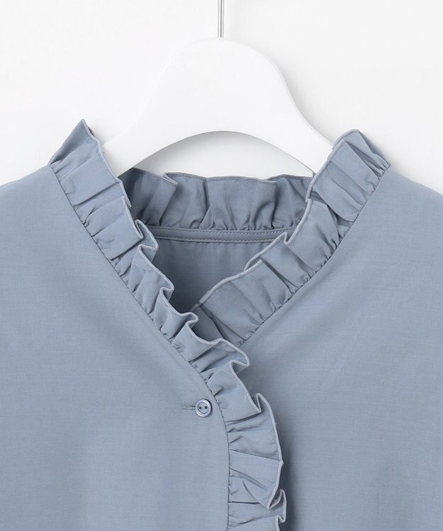 Feroux 【洗える】フリルシャツ ブラウス ブルー系