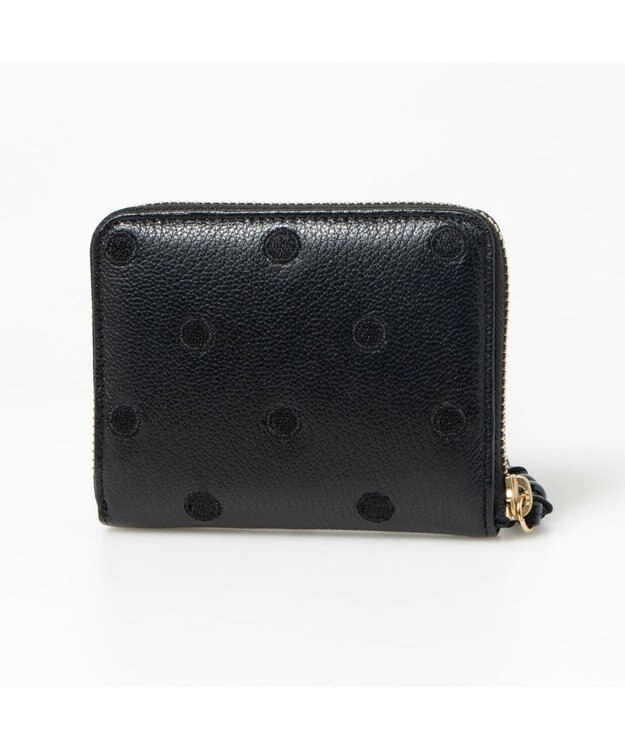 UNBILLION ペルケ perche / ドット刺繍ラウンドパームフィットウォレット ブラックドット