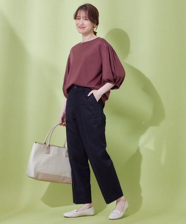 ANY 【ウエストゴム/ストレッチ】スタイリッシュベイカーパンツ ブラック