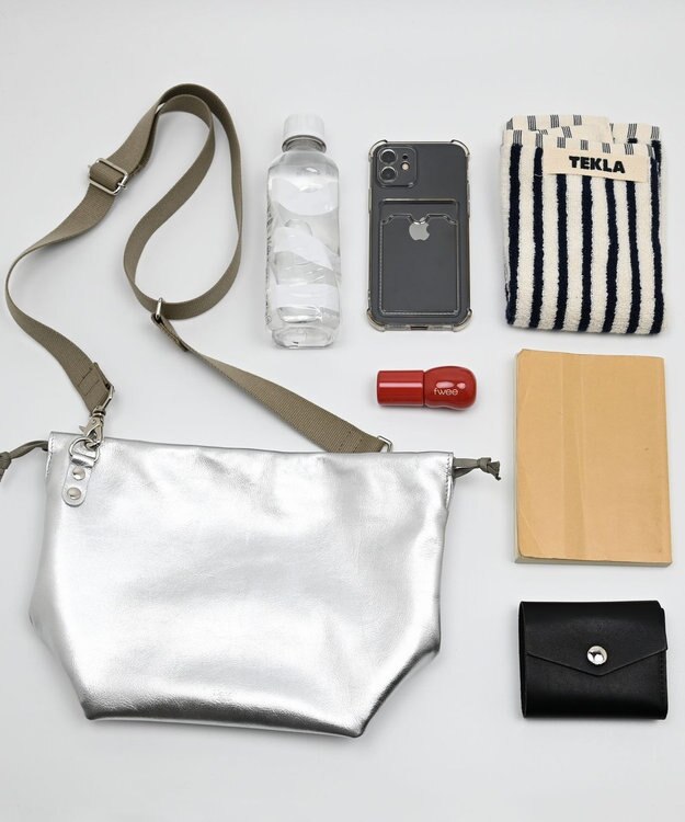 blancle メタリックレザー ドローストリング2wayバッグ SILVER
