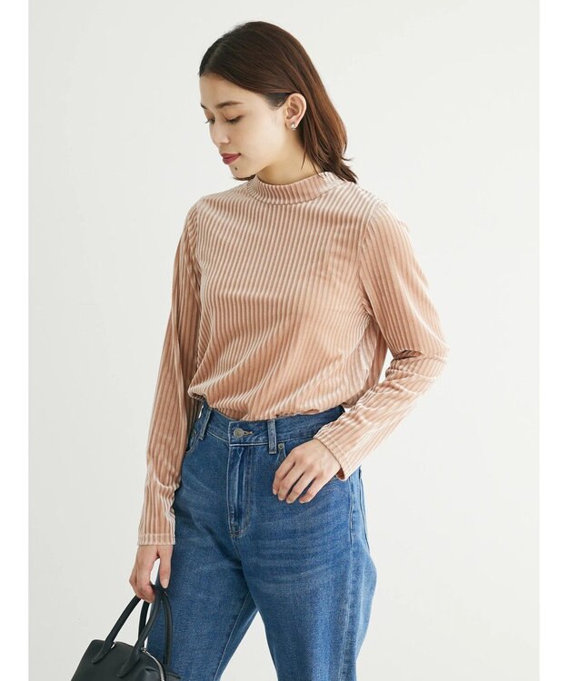 Green Parks ・ＳＵＧＡＲ　ＳＰＯＯＮ　ベロアストライプハイネック Light Pink