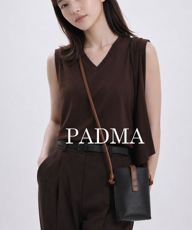 style code 【PADMA/パドマ】ベルトデザイン　シュリンクレザーマルチポシェット ブラック×キャメル