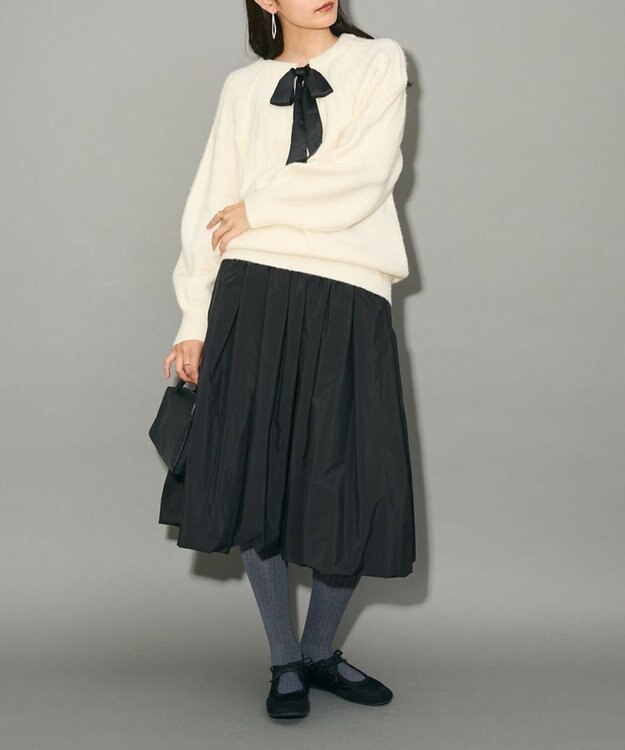 Green Parks ボウタイリボン付きニット Off White