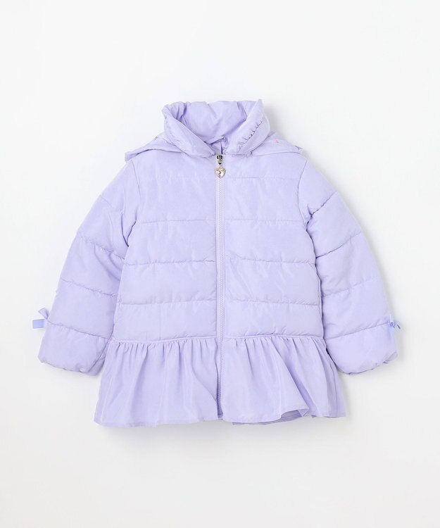 ANY KIDS 【フード取り外し/洗濯機可能】中綿フリル リボンコート ラベンダー