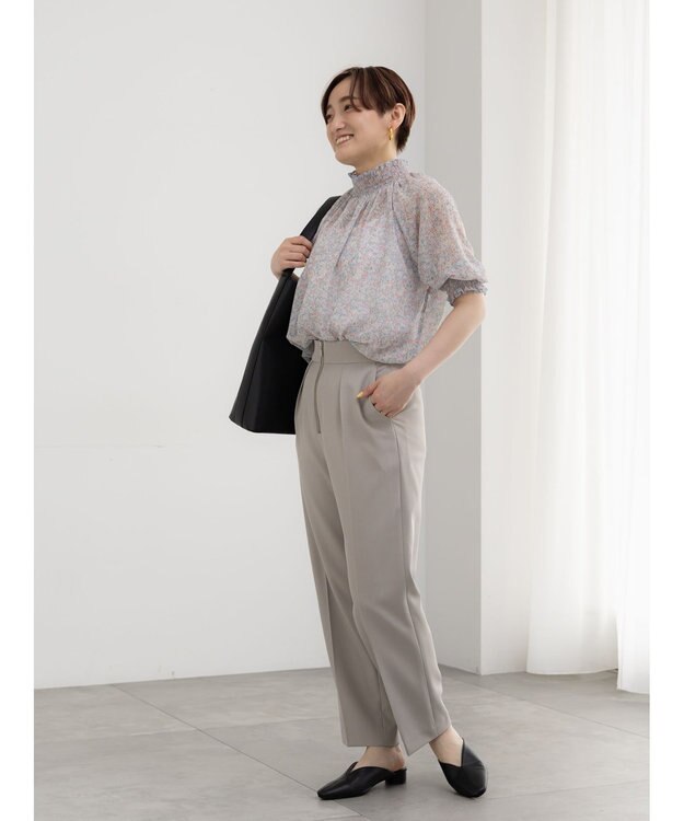 Te chichi フロントZIPリネンライクテーパードパンツ(セットアップ可) Ｓグレー