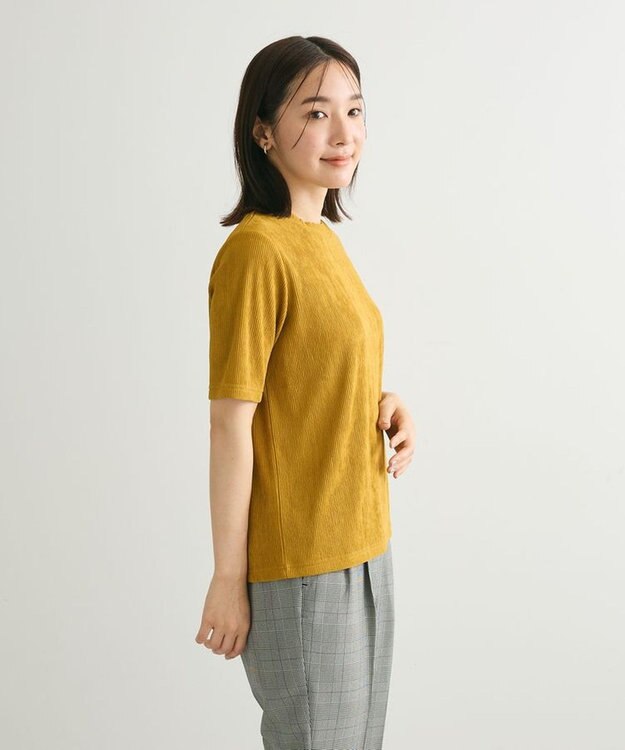 Green Parks プリーツ５分袖プルオーバー Yellow